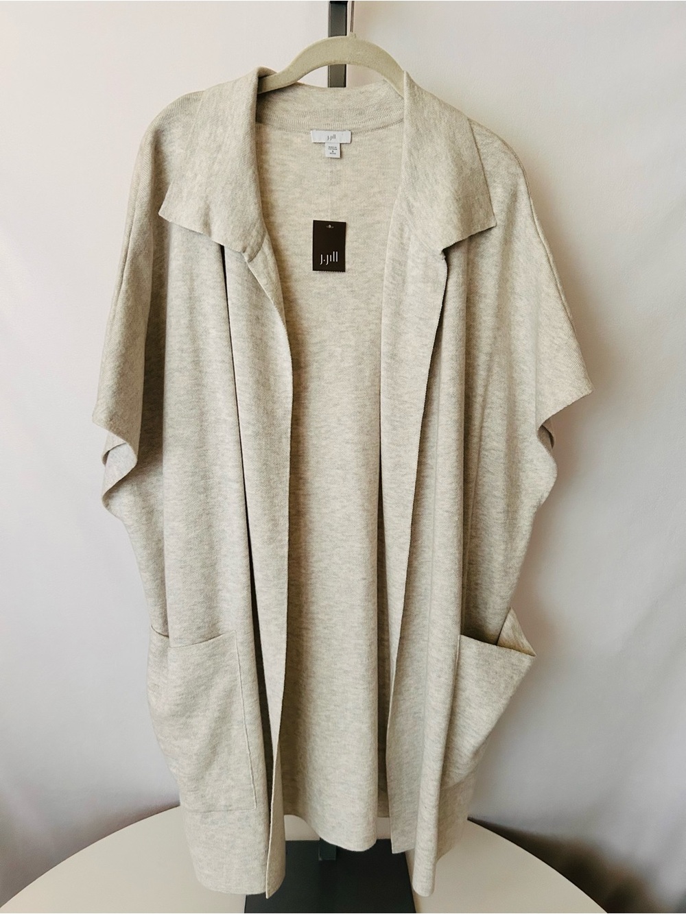 J. Jill Open-Front Cream Poncho Cardigan Oversized